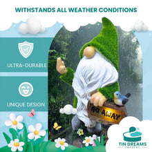 Load image into Gallery viewer, TIN DREAMS FACTORY | "Go Away Solar Rechargeable Garden Gnome - Fun Outdoor Decoration for Garden and Patio - Dwarfs - Resin Figures - Original Home Ornaments