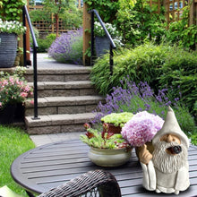 Load image into Gallery viewer, Garden Gnome Dwarf Statue Ornament - White Robe Smoking Dwarf Craft. Whitebeard Gnome Resin Outdoor Decoration, Smoking Wizard Gnome Statue