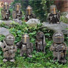 Load image into Gallery viewer, Knight Gnomes Guard Garden Statues 2021 Christmas Guardians Gnomes, Renaissance Medieval Cross Templar Crusader Figurine, Armor Miniature European Knights Sculpture for Yard Lawn Art Decor (8 pcs)