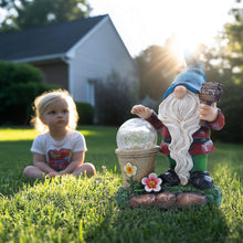 Load image into Gallery viewer, DiliComing Solar Garden Gnomes Outdoor Statues - Cute Gnome Statue with Welcome for Yard Patio Porch Lawn, Resin Gnome Figurine with Solar Light for Thanksgiving and Christmas