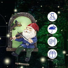 Load image into Gallery viewer, Colomix Gnome Tree Hugger, Funny Musical Gnome Garden Sculpture, Whimsical Fairy Tree Face/Stump Decor, Resin Outdoor Statue, Luminous Elf Peeker Yard Art, Handcrafted Unique Ornament Presents