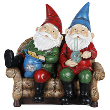 Load image into Gallery viewer, Exhart Good Time Bud Buddies Gnome Statue - Hand-Painted Gnome Best Friends Eating Chips & Smoking Marijuana Weed w/LED Accent Lights - Resin Gnome Decor Perfect for Home Garden Art, 10 Inches Tall