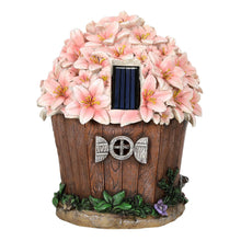 Load image into Gallery viewer, Azuma Garden Ornament Solar Powered Light Resin Decoration Flower House Pink Building Patio Outdoor Novelty LED