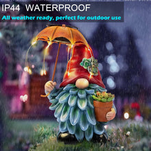 Load image into Gallery viewer, Elenon Garden Gnome Decor Solar Lights, Solar Elf Holding Umbrella Figurines Outdoor Decorative, Yard Art Garden Sculptures & Statues for Patio Yard Pathway