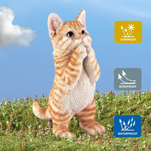 Load image into Gallery viewer, Garden Cat Statue Decorative Outdoor Figurine, Fairy Art Yard Décor Statue for Patio Lawn, Home Office Ornaments Housewarming Gifts (Orange)