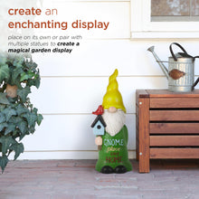Load image into Gallery viewer, Alpine Corporation 24" H Gnome Place Like Home Indoor/Outdoor Garden Gnome Statue, Green/Yellow