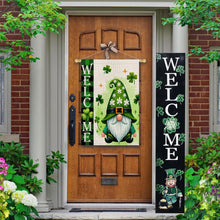 Load image into Gallery viewer, FUYUCHEN St Patricks Day House Flag 28x40 Inch Double Sided Welcome Gnome Shamrock Lucky Clover Holiday Yard Decoration Large Outdoor Flag