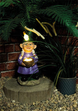 Load image into Gallery viewer, Solar Garden Ornament - Lady Gnome with Egg Basket, classic gnome ornament