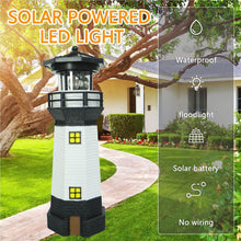 Load image into Gallery viewer, Syfunlv Solar Lighthouse Ornament Solar Revolving LED Lighthouse 10.6 x 3.5 inch,360 Degree Rotating Lighthouse Decoration, Best Lighthouse Gifts for Children (Black)