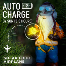 Load image into Gallery viewer, Redwix Pilot Garden Gnome 11.1" x 4.7", Funny Gnome Airplane Yard Decorations Outdoor, Pilot Gifts, Aviation Decor