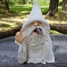 Load image into Gallery viewer, Funny Garden Gnome Statue, Middle Finger Smoking Wizard Gnome, 8.27 Inch Naughty Gnomes Garden Sculpture Decoration for Lawn Yard Balcony Porch Patio Home Outdoor Ornaments Christmas Decorations