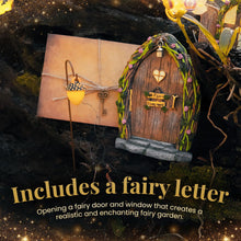 Load image into Gallery viewer, Opening Fairy Door & Window Set for Trees - Fairy Garden Kit with Light, Decor