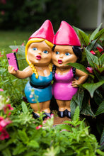Load image into Gallery viewer, BigMouth Inc. Selfie Sisters Novelty Resin Garden Gnome Ornament | Weatherproof Great for Gardens | This Funny Little Gnome is the Perfect Gi ft | 18.5 cm x 12 cm x 20 cm