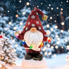 Load image into Gallery viewer, TERESA'S COLLECTIONS Christmas Decorations, Lovely Grey Christmas Gonks with Solar-Powered Lights, Santa Gonks Resin, Xmas Gnomes, Christmas Decorations Gonks Gifts, Indoor Outdoors 22.5CM