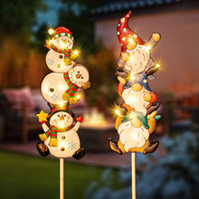 Load image into Gallery viewer, Homeimpro Christmas Solar Outside Decorations Holiday Lights Yard Garden Gnomes Snowman Pathway Stake Lights with 18 LED Waterproof Lawn Outdoor Xmas Gifts for Mom Women (2Pack)