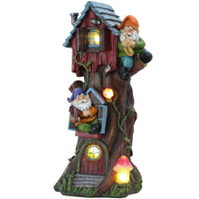 Load image into Gallery viewer, TERESA'S COLLECTIONS Garden Ornaments Outdoor, Lovely Solar Tree Fairy House with Garden Gonks, Waterproof Garden Fairy House Ornaments, Indoor Outdoor 28CM