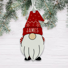 Load image into Gallery viewer, Fuzzy Cactus Personalised Christmas Acrylic Gonk Gnome Elf Bauble - Choose from four colours - Add any name! (Red, Decoration Only)