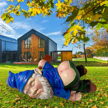 Load image into Gallery viewer, MINICAR 9.5'' Drunk Gnomes Statues Outdoor Decor, Funny Knome Sculptures Yard Decorations Lawn Patio Dwarf Ornament for Housewarming Mother's Father's Day Weird Garden Gift(Blue)