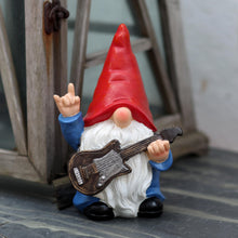 Load image into Gallery viewer, WSHMZYHOME Garden Gnome with Guitar Figurine, Red Hat, Blue Outfit, Indoor Outdoor Decorative Statue