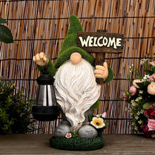 Load image into Gallery viewer, ASAWASA Gnomes Decorations for Yard with Solar LED Light, 10.8" Large Outdoor Funny Garden Lawn Gnome Decor with Welcome Sign