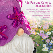 Load image into Gallery viewer, twinbling Solar Garden Outdoor Statues Gnome with Green Flower Lights, Resin Lawn Decor, Gnomes Decorations for Yard, Patio, Home, Balcony (Purple)