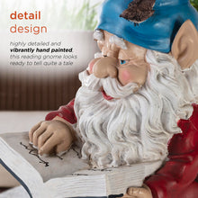 Load image into Gallery viewer, Alpine Corporation 34 cm Tall Outdoor Garden Gnome Reading a Book Yard Statue Decoration