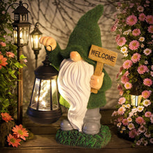 Load image into Gallery viewer, halp·ssfm Garden Gnome Statue Solar Light Outdoor Decorations Figurine Welcome Sign with Lantern Sculpture Garden Decor Lawn Patio Yard Porch Outside Housewarming Gifts for Women Mom Grandma