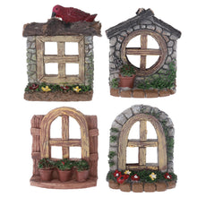 Load image into Gallery viewer, Happyyami 4pcs Fairy Door and Windows for Trees Miniature Gnome Home Dwarf Elf Tree Faces Decor Fairy Garden Sculpture Lawn Ornament for Fish Tank Aquarium Landscape