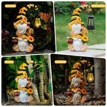 Load image into Gallery viewer, QZZP Solar Garden Gnome Statue – Funny Double Gnome Outdoor Decor for Patio, Lawn, Yard – Garden Sculptures with Solar Lights, for Women