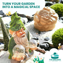 Load image into Gallery viewer, TIN DREAMS FACTORY | Zen Gnome with Solar Light – Decorative Garden Figure in Resin – Gnome with Luminous LED Ball – Original Ornament for Garden, Terrace, and Patio