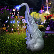 Load image into Gallery viewer, QCXWCJWD Garden Ornaments Outdoor Elephant Statue, 30cm Elephant Statue with Solar Watering Lights, Resin Elephant Ornaments with Solar Lights for Patio Yard, Waterproof Garden Elephant Gifts for Mum