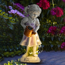 Load image into Gallery viewer, Fairy Garden Statues Outdoor Decor, Angel Figurines with Solar Lights Waterproof Resin Yard Art Sculpture Decoration for Patio, Lawn, Balcony, Mother's Day, Housewarming Gift