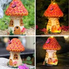 Load image into Gallery viewer, Porgeel Fairy House Solar Lights Waterrproof Resin Solar Fairy House Decorative Shaped Solar Garden Lights for Outside Patio Yard Decor Garden Ornaments