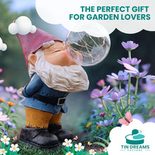 Load image into Gallery viewer, TIN DREAMS FACTORY | Tattletale Gnome with Solar Light – Decorative Garden Resin Figure – Outdoor Gnome with Glowing LED Bubble – Fun Ornament for Garden, Patio & Terrace