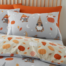 Load image into Gallery viewer, Catherine Lansfield Brushed Cotton Autumn Gonks Reversible King Duvet Cover Set with Pillowcases Grey