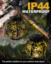 Load image into Gallery viewer, 2025 Newest Solar Lanterns Light, KALAHOL 2 Pack Outdoor Lanterns for Garden with Beautiful Pattern, IP44 Hanging Solar Lights Outdoor Garden for Outside Table Patio Balcony Courtyard