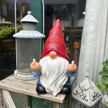 Load image into Gallery viewer, Middle Finger Gnome Statue 7.8in, Naughty Garden Gnome Statue Decoration and Lawn Ornament - Funny Garden Gnomes for Outdoor or Home Decor, Red, WSH004