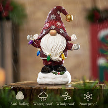 Load image into Gallery viewer, TERESA'S COLLECTIONS Christmas Decorations, Lovely Grey Christmas Gonks with Solar-Powered Lights, Santa Gonks Resin, Xmas Gnomes, Christmas Decorations Gonks Gifts, Indoor Outdoors 22.5CM