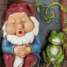 Load image into Gallery viewer, Relaxdays Gnome with Window, Weatherproof Garden Decoration, Hanging on Tree or Wall, HxWxD: 17 x 12 x 4.5 cm, Colourful, Polyresin