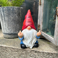 Load image into Gallery viewer, Middle Finger Gnome Statue 7.8in, Naughty Garden Gnome Statue Decoration and Lawn Ornament - Funny Garden Gnomes for Outdoor or Home Decor, Red, WSH004