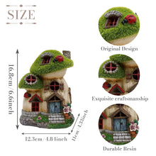 Load image into Gallery viewer, TERESA'S COLLECTIONS Mushroom Garden Statues with Outdoor Solar Light for Garden Decor, Green Flocked Decorations Resin Fairy House Accessories, Outdoor Decor Yard Gifts for Mom Women