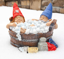 Load image into Gallery viewer, Solar Good Times Bubble Bath Gnomes, Funny Garden Gnome Couple in Bathtub LED Solar Statue Figurine for Outdoor Lawn Patio Yard Landscape Christmas Decorations
