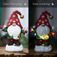 Load image into Gallery viewer, TERESA'S COLLECTIONS Christmas Decorations, Lovely Grey Christmas Gonks with Solar-Powered Lights, Santa Gonks Resin, Xmas Gnomes, Christmas Decorations Gonks Gifts, Indoor Outdoors 22.5CM