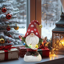 Load image into Gallery viewer, TERESA'S COLLECTIONS Christmas Decorations, Lovely Grey Christmas Gonks with Solar-Powered Lights, Santa Gonks Resin, Xmas Gnomes, Christmas Decorations Gonks Gifts, Indoor Outdoors 22.5CM