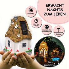 Load image into Gallery viewer, Resin Fairy Garden Set, Glow in the Dark Garden Accessories, 18 cm Fairy House with Hinged Door and Solar LED Light, Luminous Stones, Fairy with Unicorn,