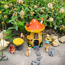 Load image into Gallery viewer, Sparkle Race Fairy Garden Accessories Kit with Miniature Figurines, Fairy Village Kit for Kids, Gnomes Garden Decorations, Outdoor & Indoor Ornaments
