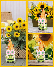 Load image into Gallery viewer, iStatue Solar Garden Gnome Figurine Light with Bees Sunflower, 9.5'' Resin Outdoor Statue for Yard Patio Decor Lawn Ornaments Porch Garden Gifts for Women/Girl (Ms Bee Gnome)