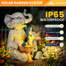 Load image into Gallery viewer, GIGALUMI Solar Garden Statues Loving Elephant Figurine Lights for Outdoor, Yard, Garden Decor Unique Housewarming Gifts for Mom, Women