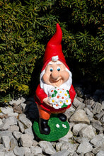 Load image into Gallery viewer, CLEVER GARDEN Garden Gnome Statue Outdoor Décor, 11 Inch Tall Resin Figurine, Bouquet