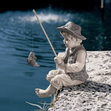 Load image into Gallery viewer, Design Toscano NG32122 Frederic the Little Fisherman of Avignon Boy Fishing Garden Statue, 38 cm, Polyresin, Two Tone Stone